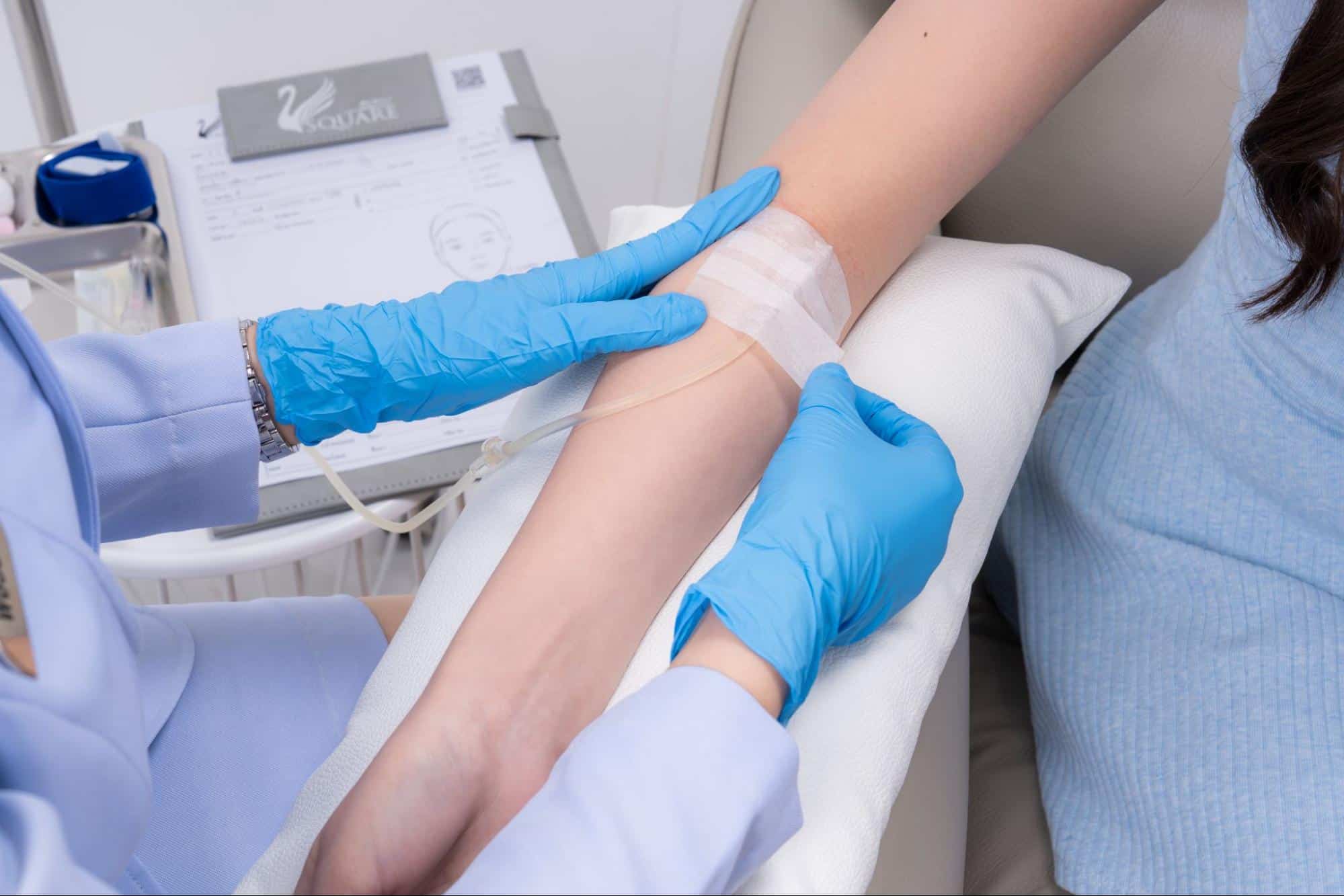Intravenous vitamin injection in the arm
