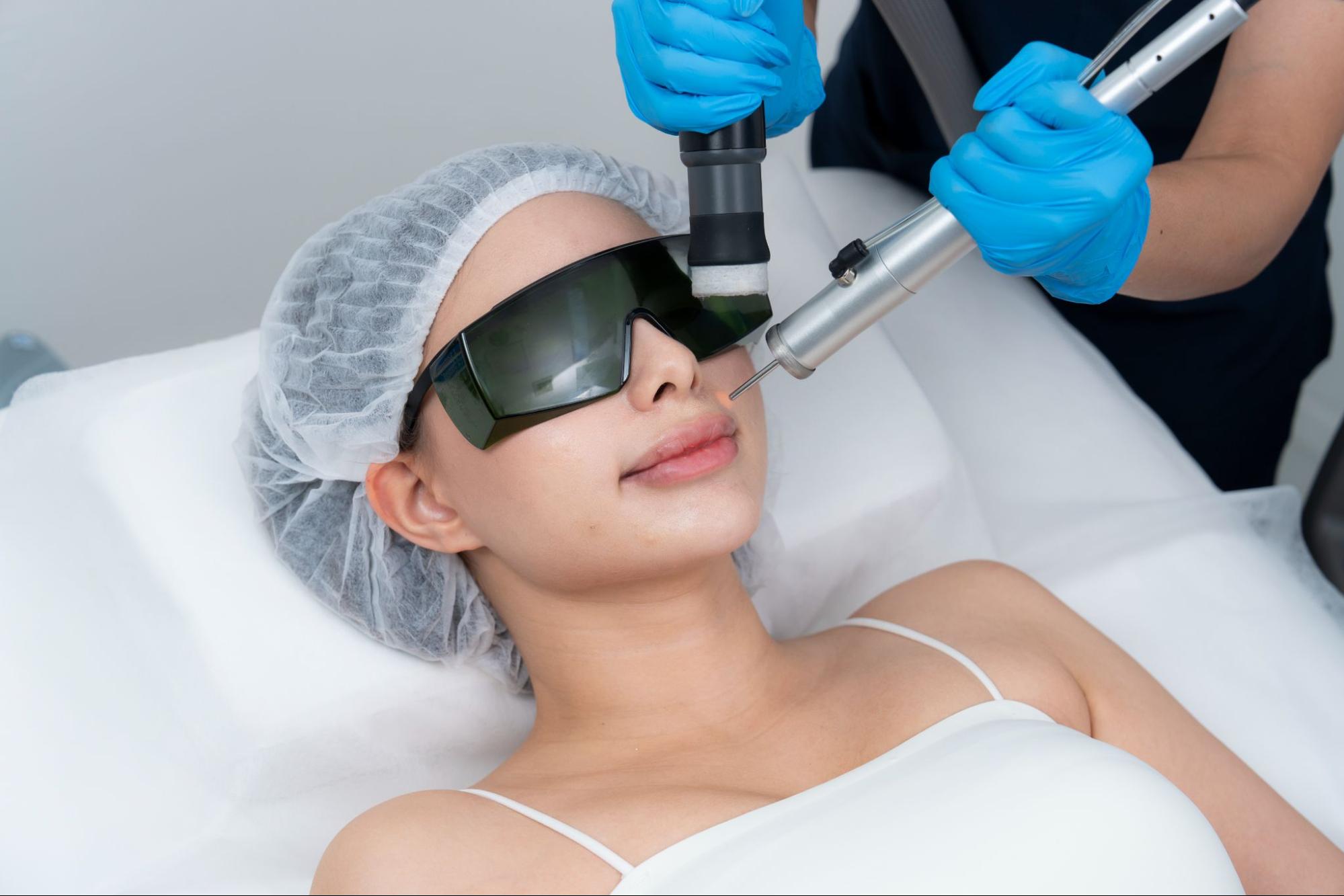 Laser mustache woman