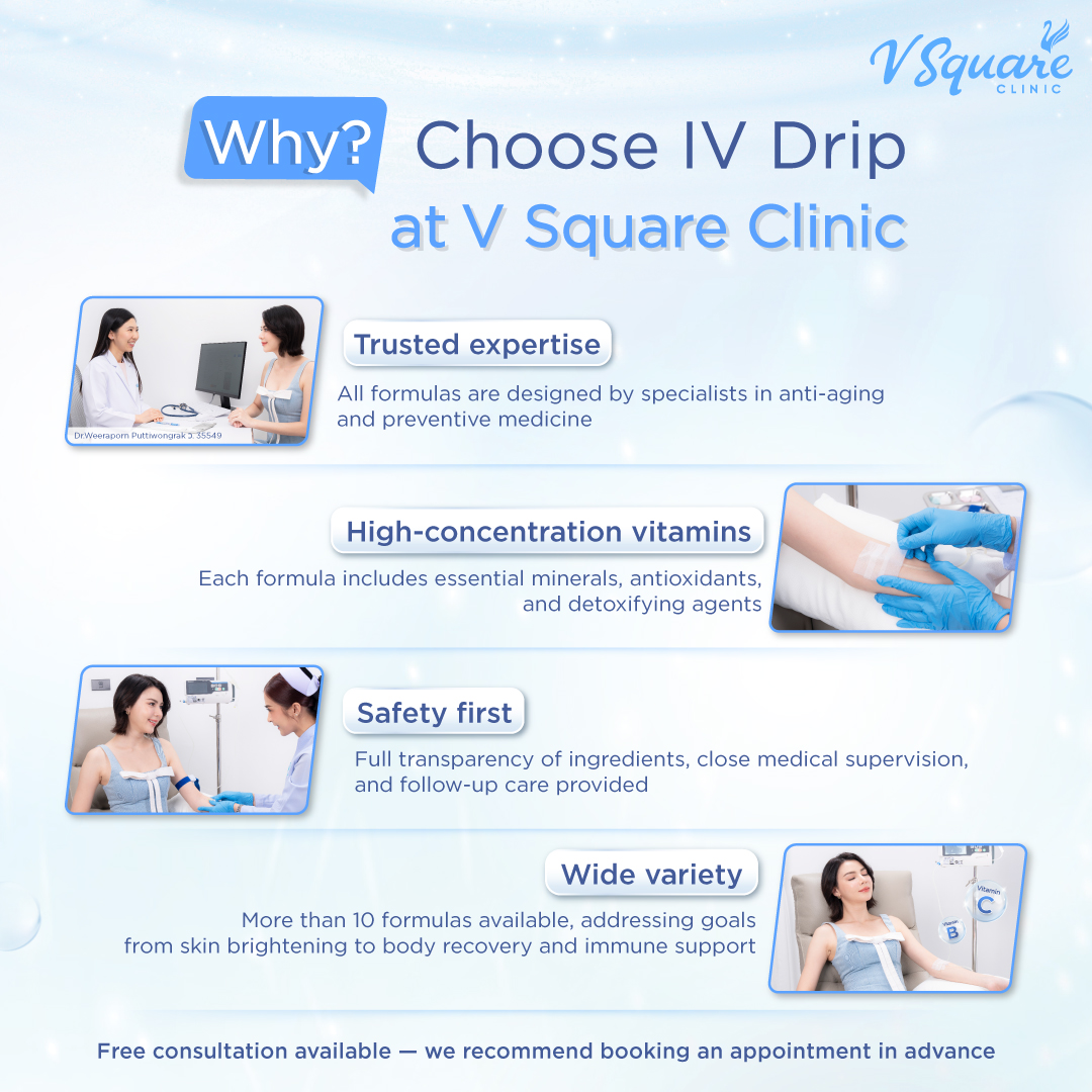 Vitamin drip at V Square Clinic โดย พญ.วีราภรณ์ พุฒิวงศ์รักษ์